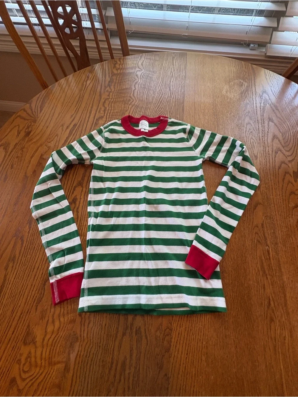 Hanna Andersson Pajamas PJ’s Boys 150 US 12 Green White Striped Long John Set